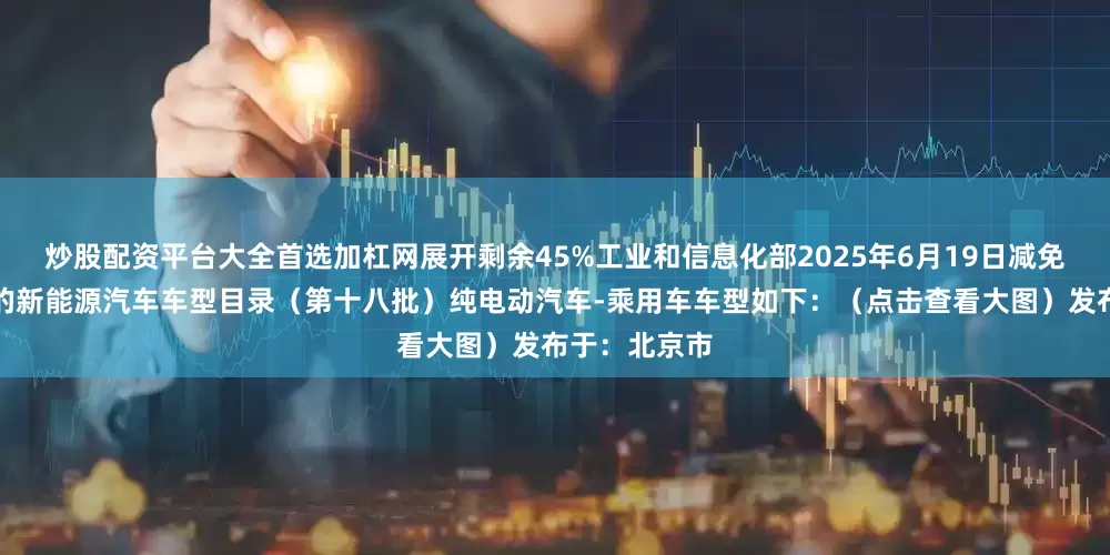炒股配资平台大全首选加杠网展开剩余45%工业和信息化部2025年6月19日减免车辆购置税的新能源汽车车型目录（第十八批）纯电动汽车-乘用车车型如下：（点击查看大图）发布于：北京市