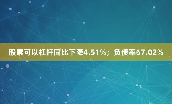 股票可以杠杆同比下降4.51%；负债率67.02%